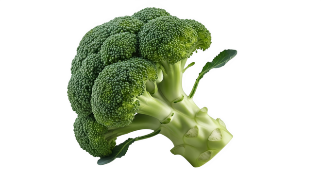 Fresh green broccoli florets isolated on transparent background