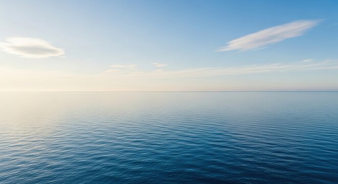 Serene seascape with a clear horizon. Minimalist water surface for meditation and wellness. Abstract nature concept representing tranquility, clarity, and infinite possibility