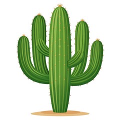 Cartoon-style illustration of a large green cactus plant