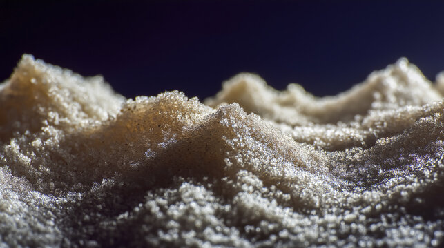 Macro photo of salt crystals shaped like tiny mountain range