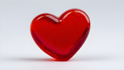 Fototapeta premium A red heart-shaped object on a white background, often used for decorative or symbolic purposes