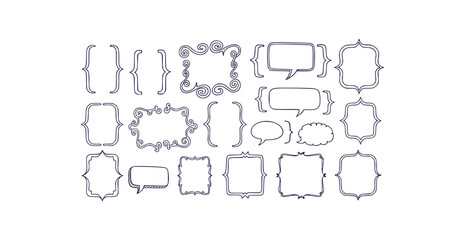 Hand drawn decorative frames borders and graphic elements for design projects