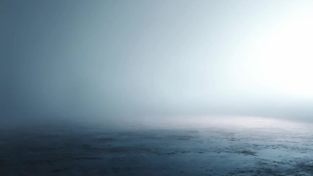 Serene misty scene with a tranquil blue gradient and subtle illumination, perfect for backgrounds or conceptual visuals. The atmosphere suggests peace, solitude, and endless possibilities