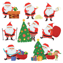 Collection of Christmas Santa Claus isolated on white