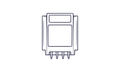 Retro video game console cartridge outline graphic for retro gaming and vintage technology themes