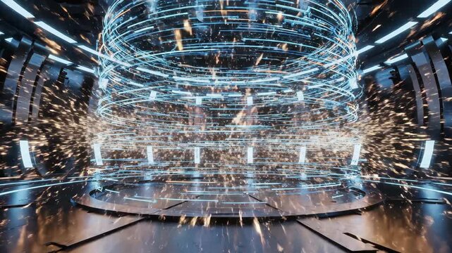 Abstract Technology Fusion Core, Energy Field, Plasma, Sparks