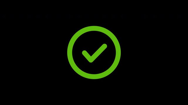 Checklist symbol icon. Check mark icon. Animated tick mark icon with circle loading animated on a black background approved 4k video. Alpha channel