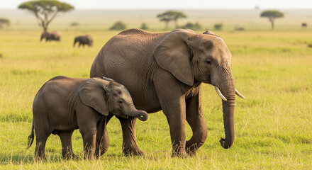 Obraz premium elephant with her calf