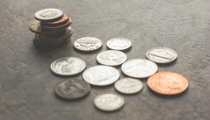 coins on a table