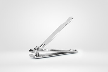 Isolated Chrome Nail Clipper in Closed Position on a White Background
