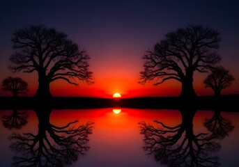 sunset over the lake