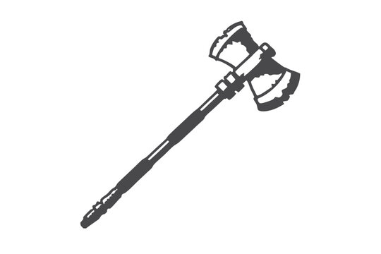 A dark gray maul hammer presents a formidable appearance with its dual, jagged heads