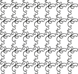 An original seamless abstract pattern featuring hand-drawn spirals and swirls on a white background
