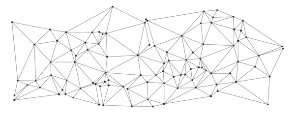 Abstract polygonal mesh network with dynamic lines and points perfect for technology backgrounds, science presentations, or modern web design isolated on white background vector illustration © lembergvector