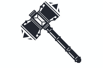 Isolated black hammer silhouette exhibits distinct medieval design and powerful presence