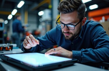 Man working with digital tablet in modern office environment