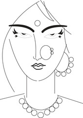 Beautiful Girl Line Art Vector