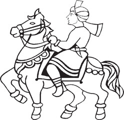 Man And Horses Vector Art illustration