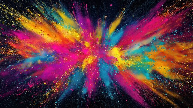 Vibrant Big Bang Explosion Colorful Abstract Cosmic Space Background Cavalcade of Rainbow Colors Universe Creation Energy Burst Digital Art Wallpaper