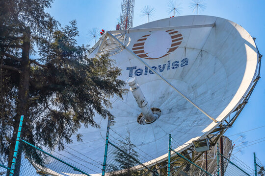 Sierra de Guadalupe, State of Mexico, Mexico, November 27 2024 satellite dish for telecommunications, televisa antenna in the Sierra de Guadalupe, state of Mexico