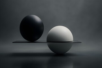 Yin and Yang Concept – Black and White Spheres in Balance