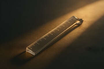 Transparent Ruler in Golden Light – Precision and Measurement Concept