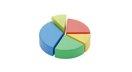 Fototapeta premium Colorful pie chart showing different segments isolated on transparent background