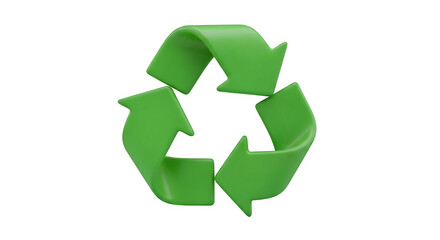 Obraz premium Green recycle symbol with three arrows pointing in a circle, isolated on transparent background