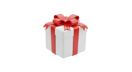 Obraz premium White gift box with red ribbon isolated on transparent background is perfect for christmas