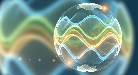 abstract wave patterns forming globe — flow of peaceful communication
