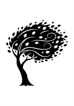 windy tree vector 