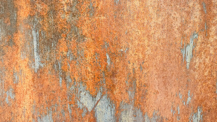 Obraz premium Abstract full-frame rusted metal texture with peeling paint. Grunge industrial background.