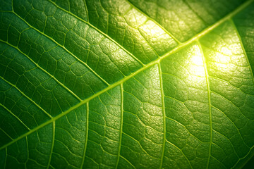Organic Texture – Green Leaf Veins Macro