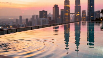 Horizons dissolve in azure poems at a rooftop infinity pool edge