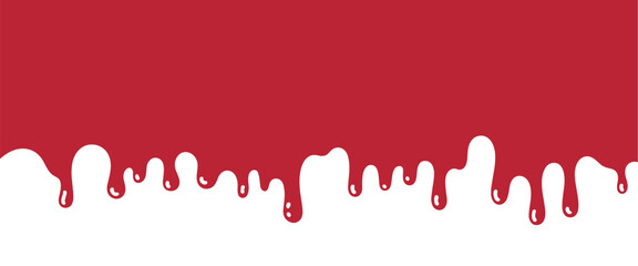 Red Paint Drips Border on White Background Keywords: red, paint, drips, liquid, border