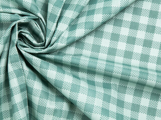 cotton sheet and duvet cover made of green checkered fabric