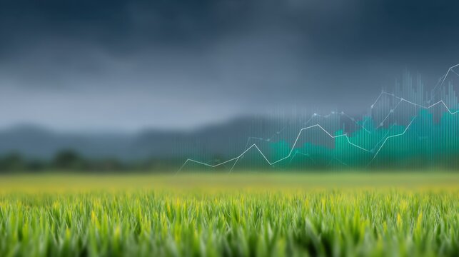 Future of Agriculture with Advanced Technology and Data Analytics Over Green Crop Field Under Dramatic Sky - Powered by Adobe