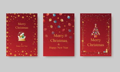 Elegant vector design for Christmas invitation, card, poster, wallpaper. Luxury Christmas ball, snow background, festive frame on colored background.