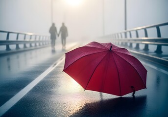 Lover’s Umbrella Left on the Bridge