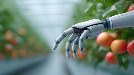 Robotic Hand Reaching for Fresh Red Apples in High-Tech Greenhouse Environment for Modern Agriculture and Automation Solutions