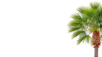 Bright Isolated Palm Tree Close Up Tropical Vacation Scenery Image. Generative AI.