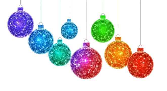 Festive Christmas Ornaments Digital Art Holiday Decoration Colorful Baubles Creative Celebration Season s Greetings