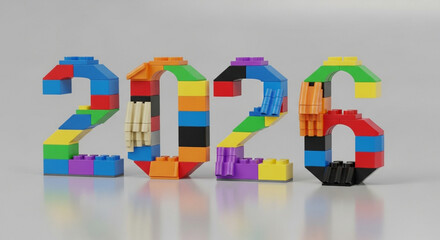 Number 2026 constructed from colorful toy bricks