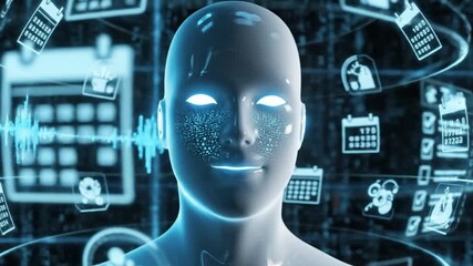 AI assistant with calendar icons futuristic technology concept for scheduling and time management digital illustration - Powered by Adobe