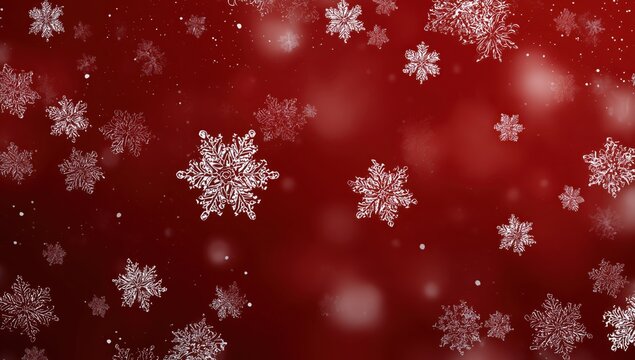 red background with snowflakes, christmas red gradient background with falling snowflake pattern Generative AI - Powered by Adobe