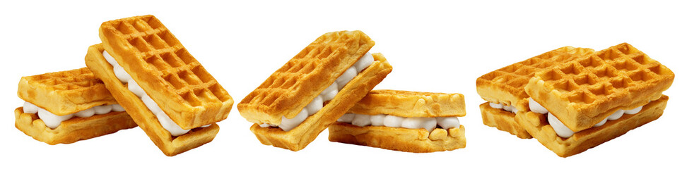Viennese Waffle with cream isolated, full depth of field