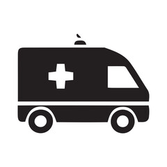 Black Ambulance Silhouette – Minimalist Emergency Medical Transport Icon