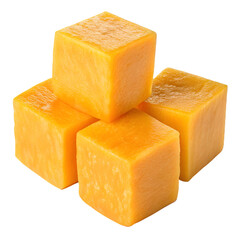 Fresh Yellow Pumpkin Cubes, Isolated on Transparent Background