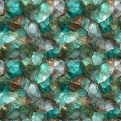 Emerald Turquoise Crystal Seamless Pattern