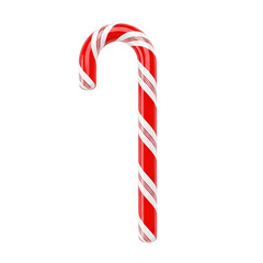 A red and white striped candy cane isolated on transparent background, a sweet treat for the holidays and a symbol of christmas cheer and joy